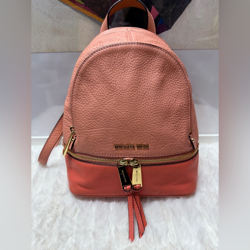 MICHAEL KORS Orange & Peach Leather Backpack